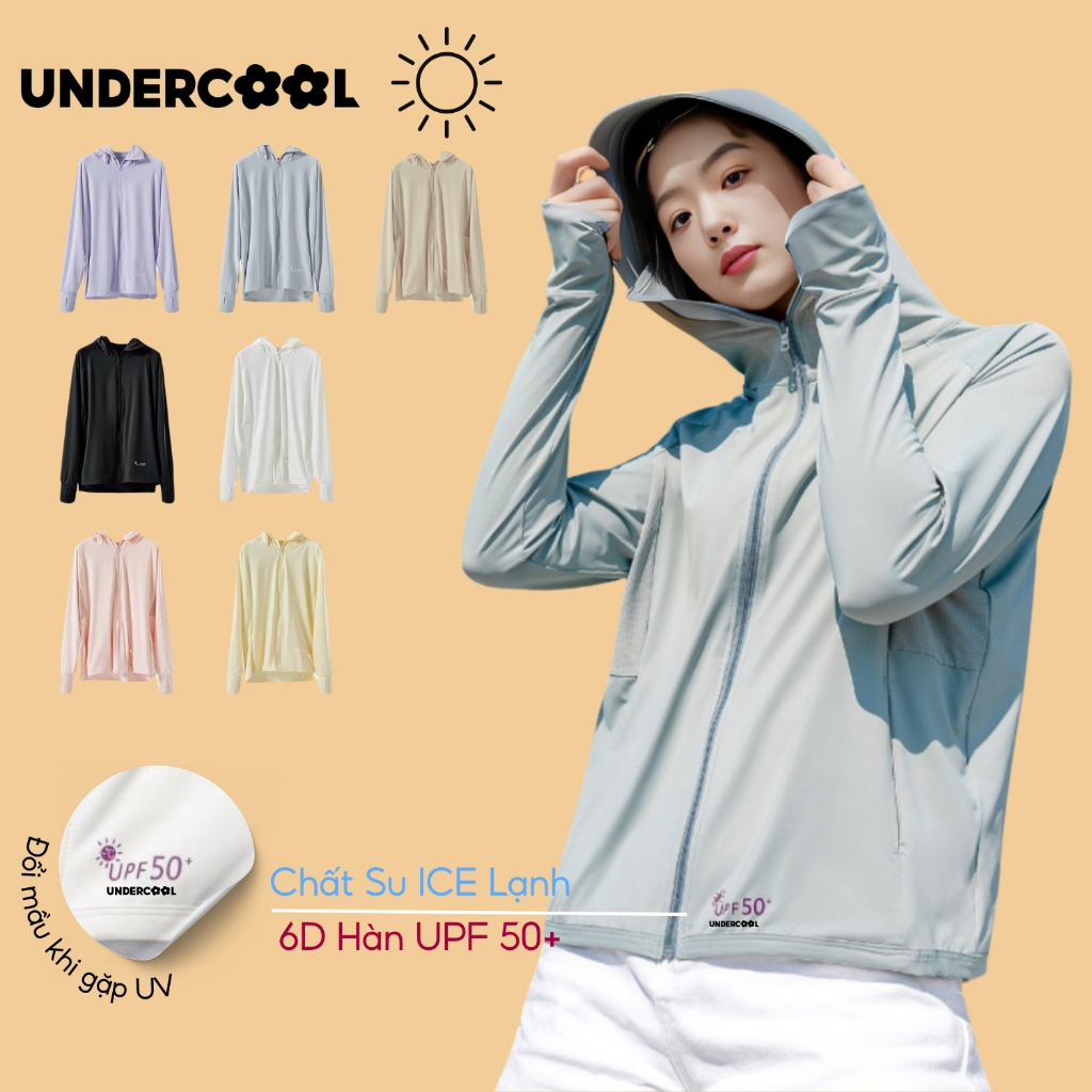 Áo chống nắng chất su ICE mát lạnh UNDERCOOL nam nữ 6D Hàn UPF 50+Áo chống nắng màu pastel ACN07