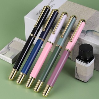Bút lông máy vỏ kim loại cao cấp viết chữ Hán,thư pháp ( Tặng 20 ống mực đen )