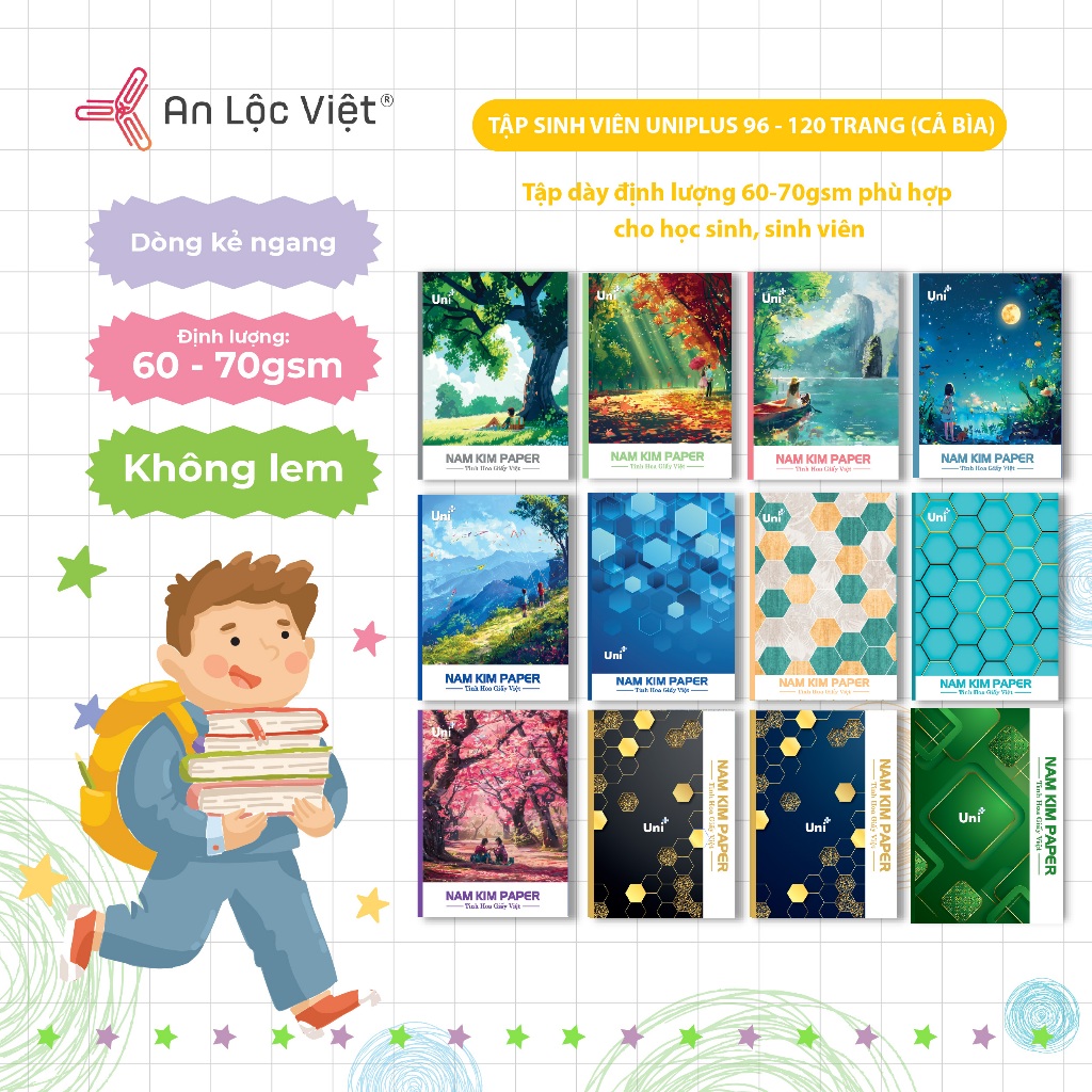 COMBO 10 CUỐN TẬP CAO CẤP] Tập Vở Khổ Lớn 17,5x25,5cm Uni Plus 72