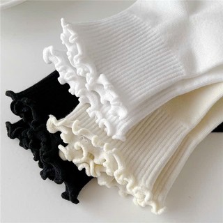 Set 10 Đôi Tất Nữ Cổ Ngắn Bo Chun Xếp Viền Đáng Yêu – Vớ Cotton Co Giãn Thoáng Khí, Dễ Phối Đồ