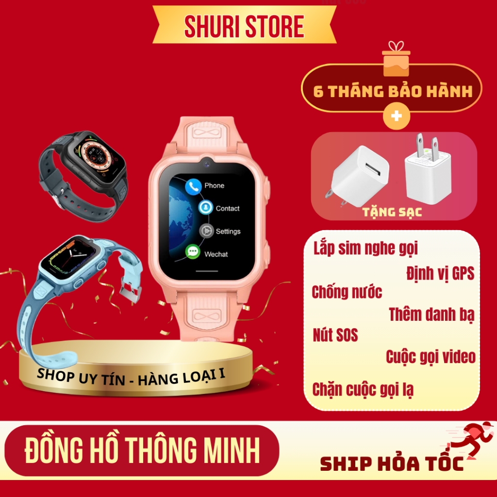 Đồng Hồ Học Sinh Size Nhỏ Lắp Sim 4G SD50 Pro Cho Bé Nghe Gọi Video Call Định Vị GPS Chống Nước