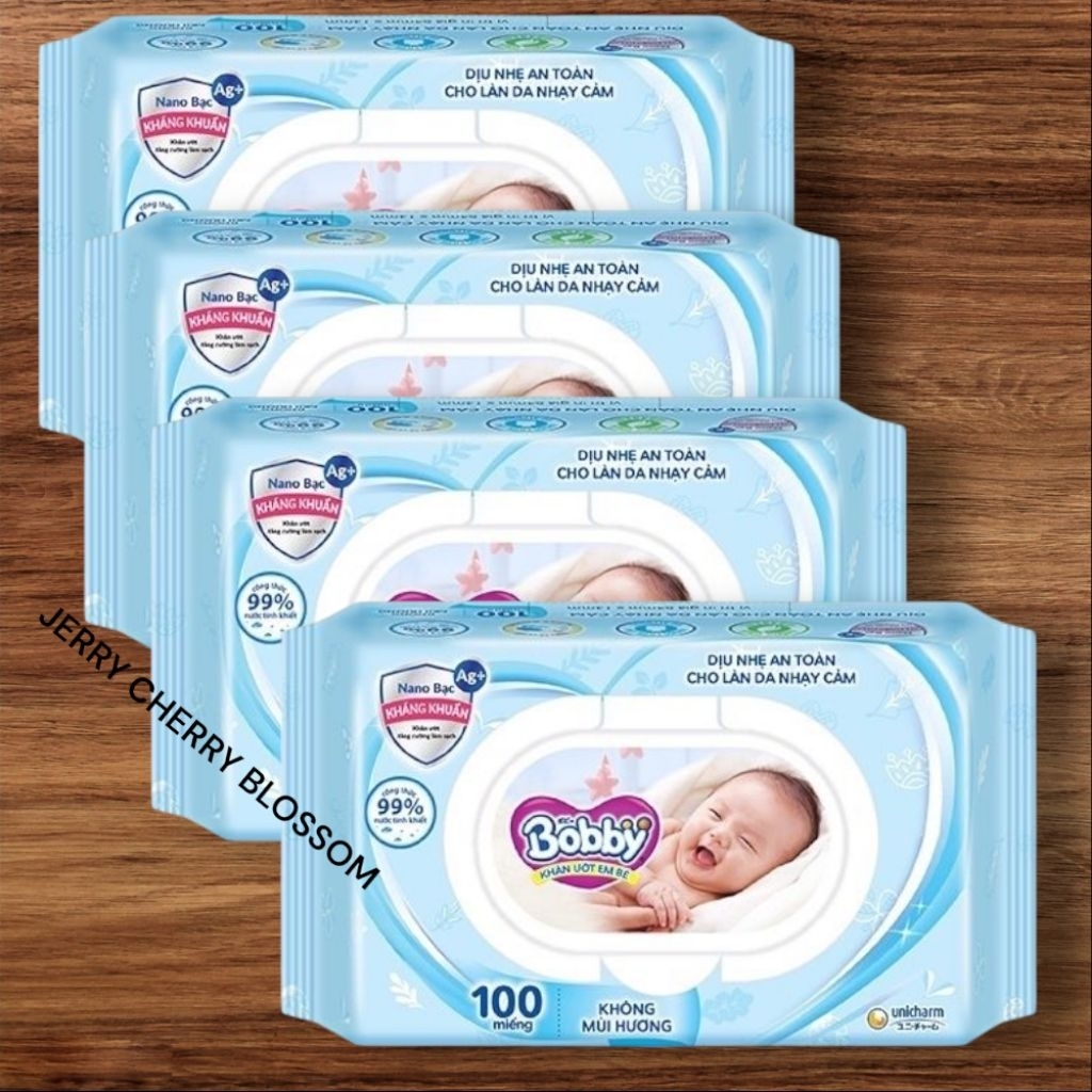 combo 4 gói khăn ướt Bobby 100 tờ
