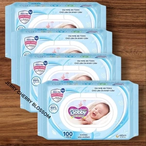 combo 4 gói khăn ướt Bobby 100 tờ