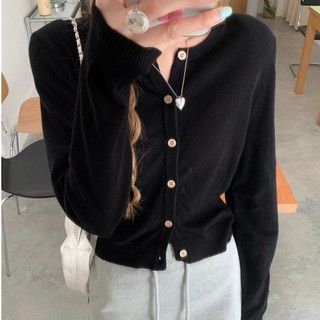 Áo cardigan mỏng nữ tay dài cổ tròn gọn nhẹ màu đen đỏ xanh dễ phối hàng ngày VANISA CT439