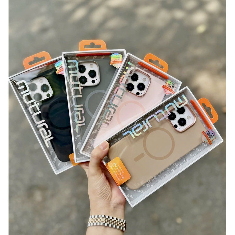 Ốp Mutural chống bẩn sạc không dây cho IPhone 17Promax 16Pro 16Promax 15-Lưng lót nỉ hàng chính hãng