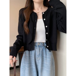 Áo khoác cardigan nữ 3 màu chất thun tăm mỏng nhẹ cổ tròn dáng cơ bản thanh lịch VANISA CT439