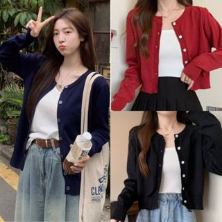 Áo khoác cardigan nữ 3 màu chất thun tăm mỏng nhẹ cổ tròn dáng cơ bản thanh lịch VANISA CT439