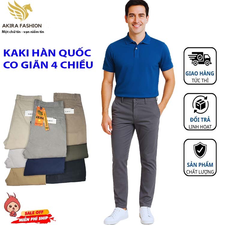 Quần Kaki Nam Ống Đứng AKIRA quần nam cao cấp dáng slimfit phong cách trẻ trung lịch lãm