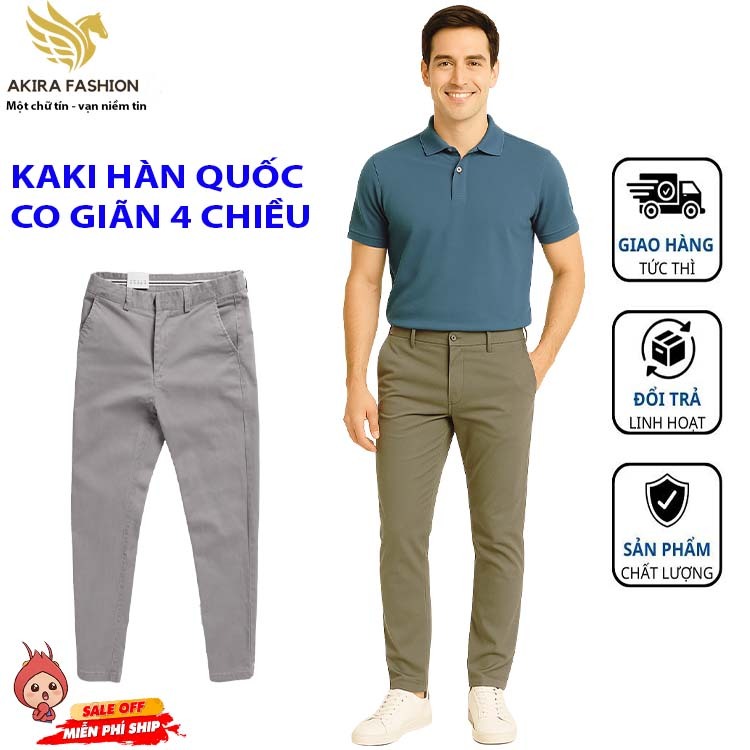 Quần Kaki Nam Màu Xanh Than Cao Cấp Quần kaki dáng đứng Hàn Quốc chất vải cotton co giãn