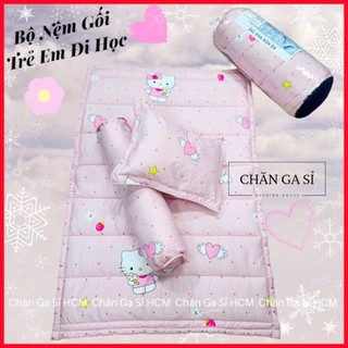 📢SHIP HỎA TỐC📢Bộ Nệm Trẻ Em 5 Món Đi Học Vải Lyocell Micro Nằm Thoáng Mát, Kèm Túi Đựng _ Chăn Ga Sỉ