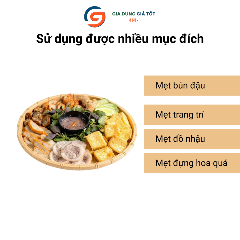 Mẹt nhựa giả mây Song Long - đĩa mẹt tròn đựng đồ ăn, hải sản, sushi, trái cây, đồ nướng