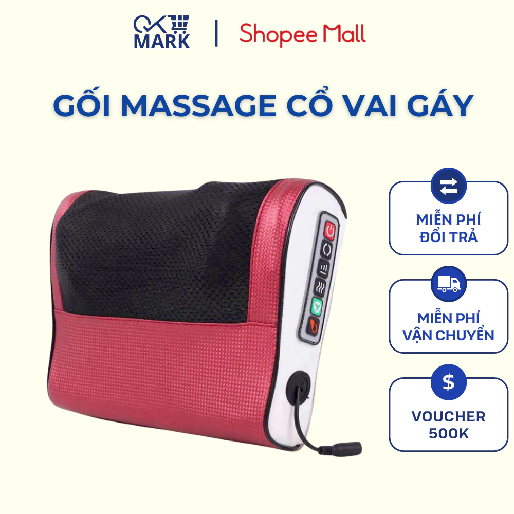 Gối massage hồng ngoại 20 bi cho cổ vai gáy didooglt