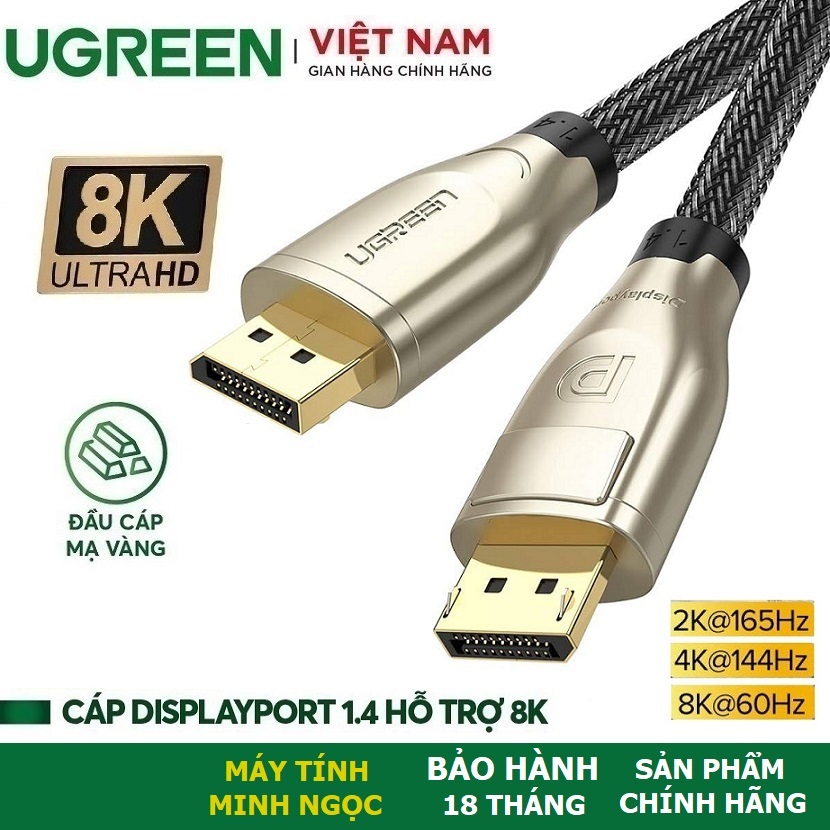 Dây cáp Displayport 1.4 hỗ trợ 8K/60Hz, 4K/144Hz, 2K/165Hz.chính hãng ...