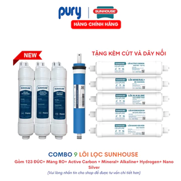 Combo 9 Lõi Lọc Nước SUNHOUSE Mới Cắm Nhanh Chính Hãng Với Lõi 123 Đúc Model SHA8827K, SHA8849K, SHA76215CK,...