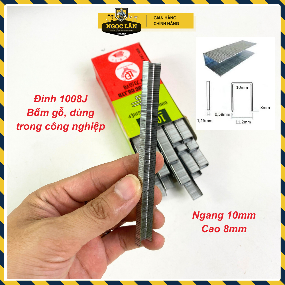 Đinh công nghiệp, đinh u bấm gỗ 1006J, 1008J, 1016J (Hàng công ty xuất khẩu)