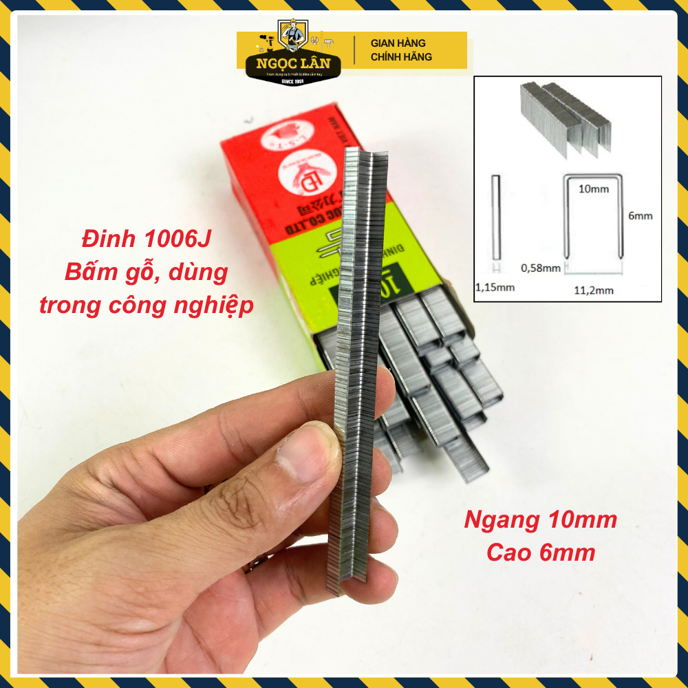 Đinh công nghiệp, đinh u bấm gỗ 1006J, 1008J, 1016J (Hàng công ty xuất khẩu)
