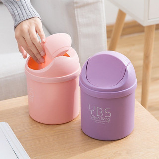 Thùng rác mini để bàn YBS, thùng rác nhựa có nắp đậy tiện lợi nhiều màu sắc, dùng cho văn phòng