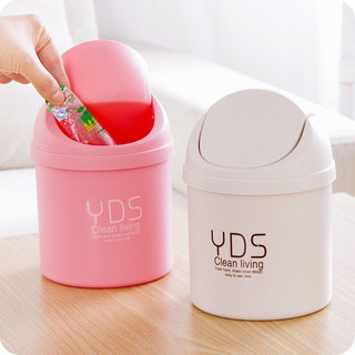 Thùng rác mini để bàn YBS, thùng rác nhựa có nắp đậy tiện lợi nhiều màu sắc, dùng cho văn phòng