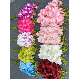 Hoa lan hồ điệp vải 9 bông, lan xoăn hồ điệp decor - Hoa lụa Hạnh Hoan