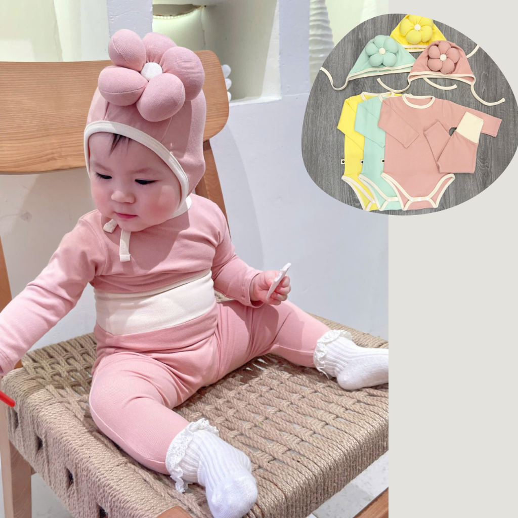 Set Body Dài Tay BÔNG HOA Kèm Quần Cạp Cao Không Chun Dễ Thương Cho Bé - B.TĐ04