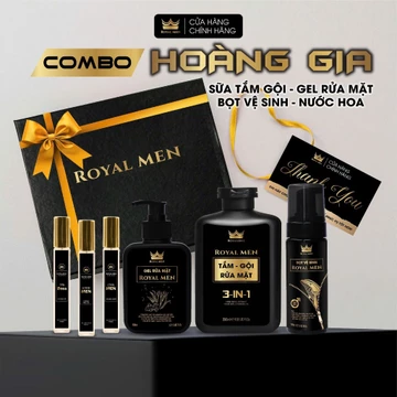 COMBO Hoàng Gia 6 Sản Phẩm Dành Cho Nam Giới ROYALMEN - Sữa Tắm gội, Gel rửa Mặt, Bọt Vệ sinh & nước hoa
