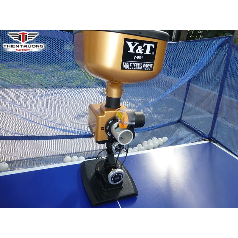 Máy bắn bóng bàn Y&T V-981 giá rẻ BAO GỒM LƯỚI THU BÓNG, bảo hành 1 năm