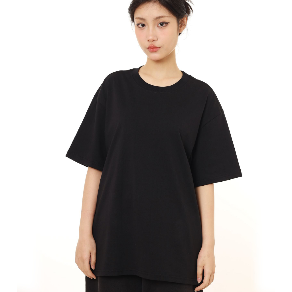 Áo Thun Trơn Đen Trắng Form Rộng Dành Cho Nam Nữ Cotton 250gsm In Theo Yêu Cầu