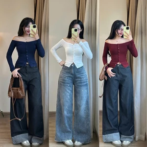 Áo Thun Dài Tay Chất Tăm Thỏ Dày Dặn 247store, Áo Phông Nữ Dáng Ôm Cài Khuy Ngực Mềm Mại