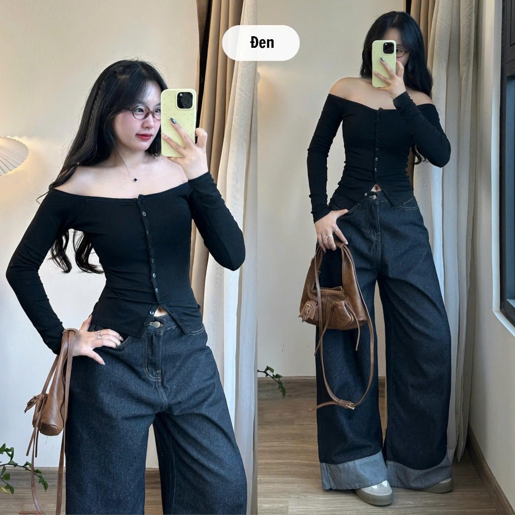 Áo  Thun Dài Tay Nút Cài Trễ Vai Gợi Cảm & Thanh Lịch Chuẩn Trend Thu Đông Joolate 0923 P9K7