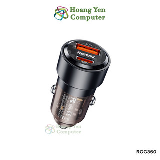 Tẩu Sạc Ô Tô Remax RCC360 75W 2 cổng ( USB & TypeC ) PD + QC - BH 12 Tháng - Hoàng Yến Computer