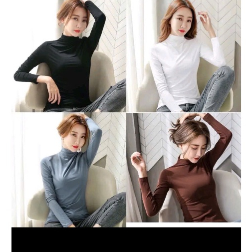 ÁO GIỮ NHIỆT NỮ DÀI TAY  CỔ BA PHÂN FREE SIZE 40-60KG