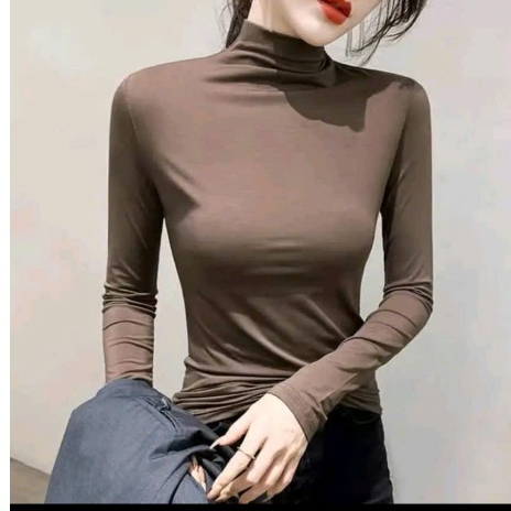 ÁO GIỮ NHIỆT NỮ DÀI TAY  CỔ BA PHÂN FREE SIZE 40-60KG