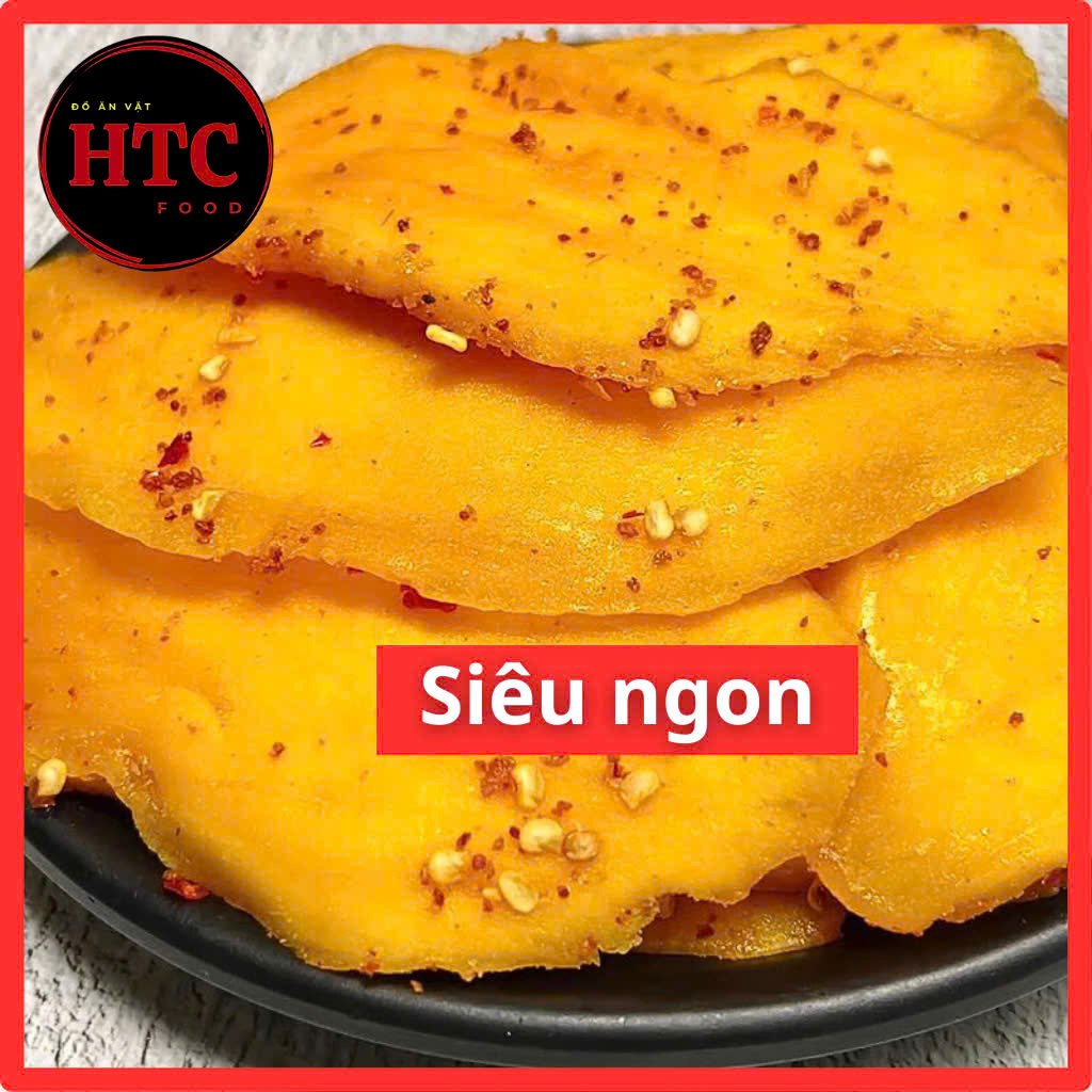Xoài sấy dẻo muối ớt loại đặc biệt dẻo chua cay không xơ, trái cây sấy dẻo HTC Food, 200g/500g/1kg