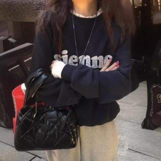 Hàn Quốc Đại học Sienne T Vòng cổ Mỹ Vintage thêu ren ren đặt đầu mà không có fleece top lỏng lẻo cô gái