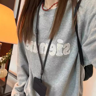 Hàn Quốc Đại học Sienne T Vòng cổ Mỹ Vintage thêu ren ren đặt đầu mà không có fleece top lỏng lẻo cô gái