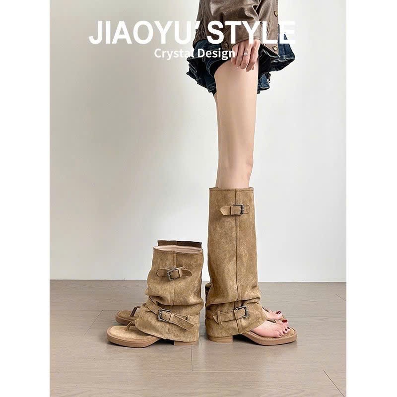 (Sẵn kaki 38) Giày Bốt Cao Bồi Miền Tây Kẹp Mũi Thời Trang Cho Nữ 2025