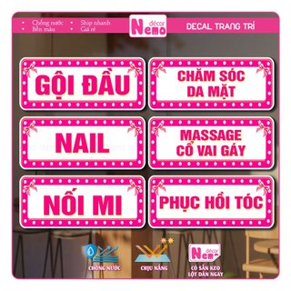 Decal Dán Trang Trí Tiệm Tóc, Barber, Nail, Mi Chống Nước, Decal Tranh Dán Menu Hair Salon, BarberShop.