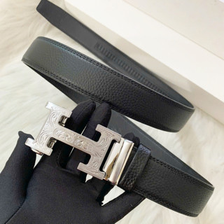 Thắt lưng da bò nguyên miếng dây nịt chữ h khóa tự động cao cấp bản dây 3,5cm