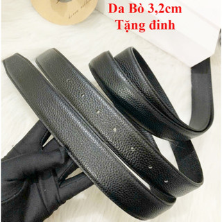 Dây lưng nam da bò 3,2cm dùng cho khoá bấm lỗ tặng đinh đục lỗ