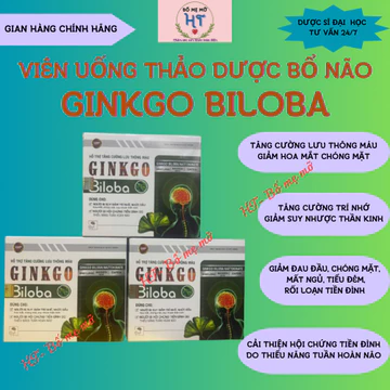 Viên thảo dược bổ não Ginkgo Biloba 60 v tăng cường lưu thông máu,giảm thiểu năng tuần hoàn não,rối loạn tiền đình