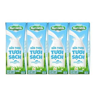 Sữa tươi tiệt trùng Nuti Milk 180ml lốc 4 hộp