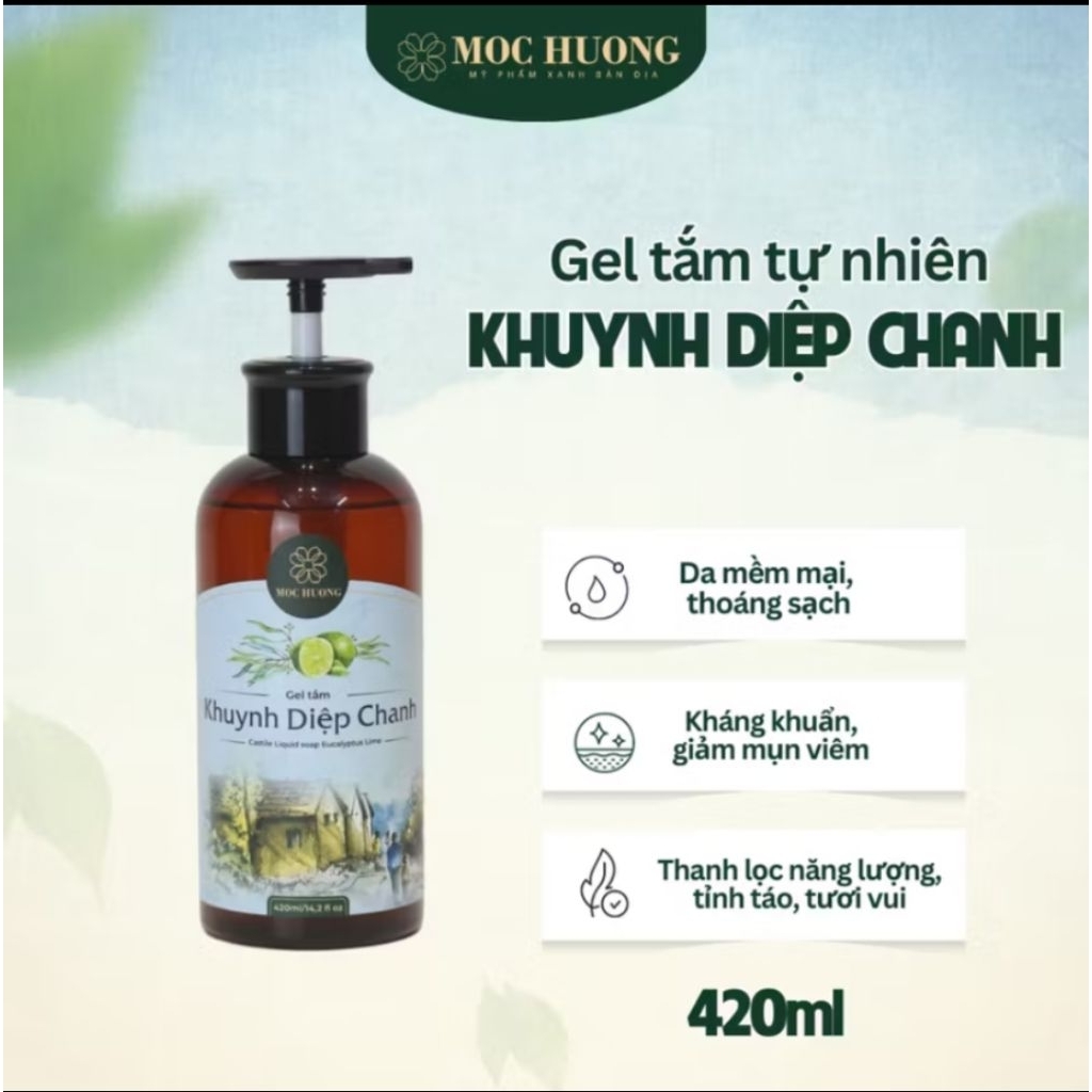 Gel tắm tinh dầu khuynh diệp chanh Mộc Hương - 470ml