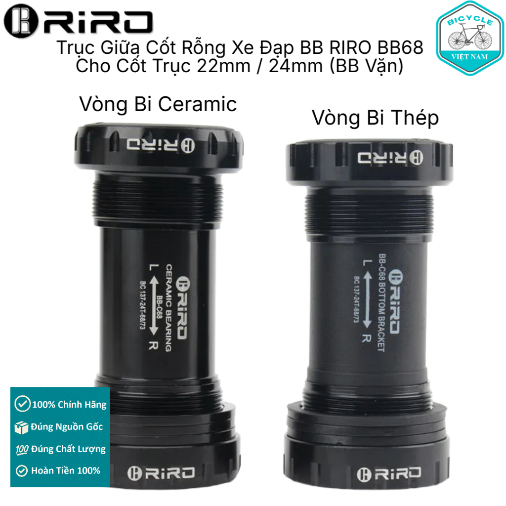 Trục Giữa Cốt Rỗng Xe Đạp BB RIRO BB68 – Cho Cốt Trục 22mm / 24mm (BB ...