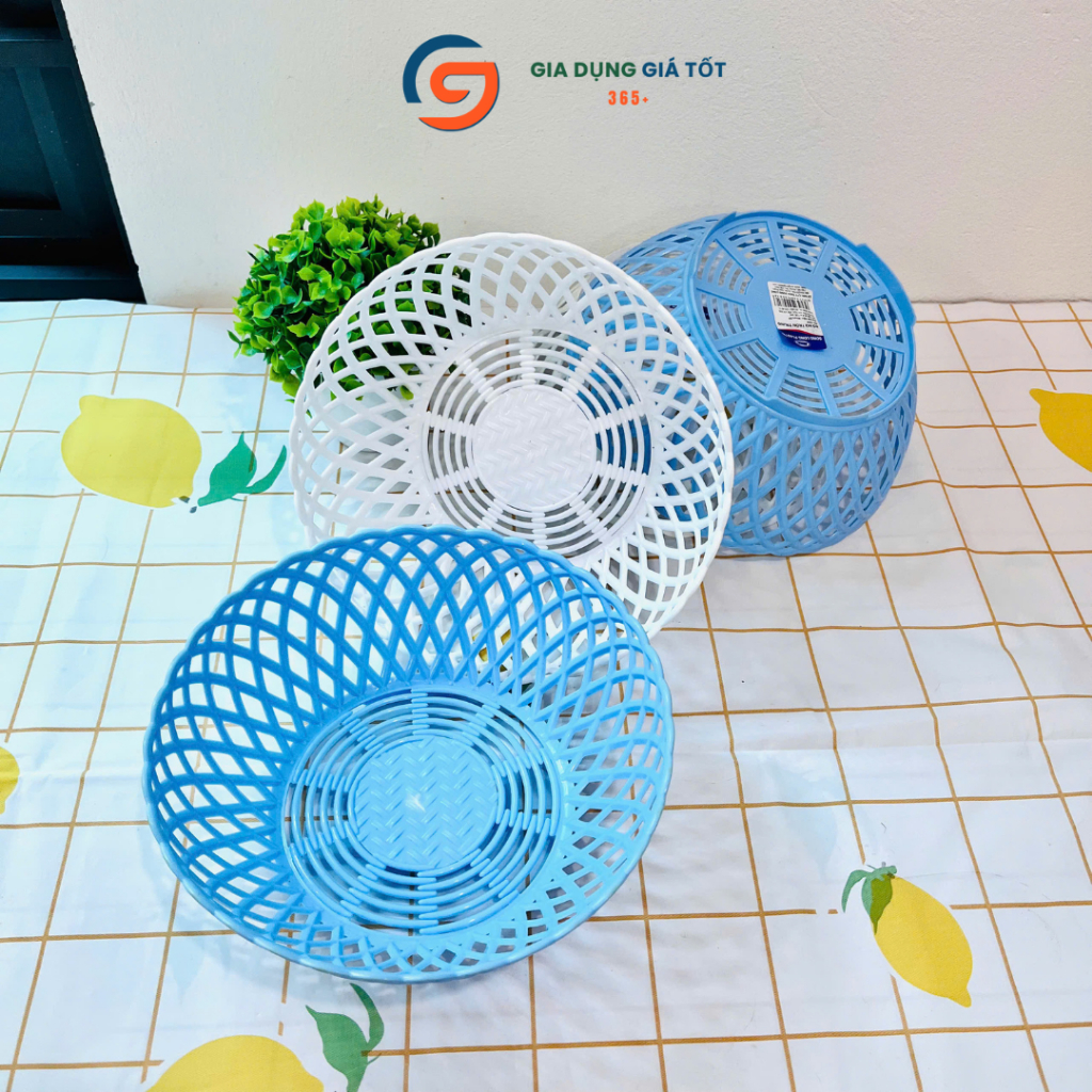 Rổ nhựa tròn hàn quốc Song Long thoáng lỗ đựng rau củ, trái cây, rổ rửa thực phẩm nhà bếp