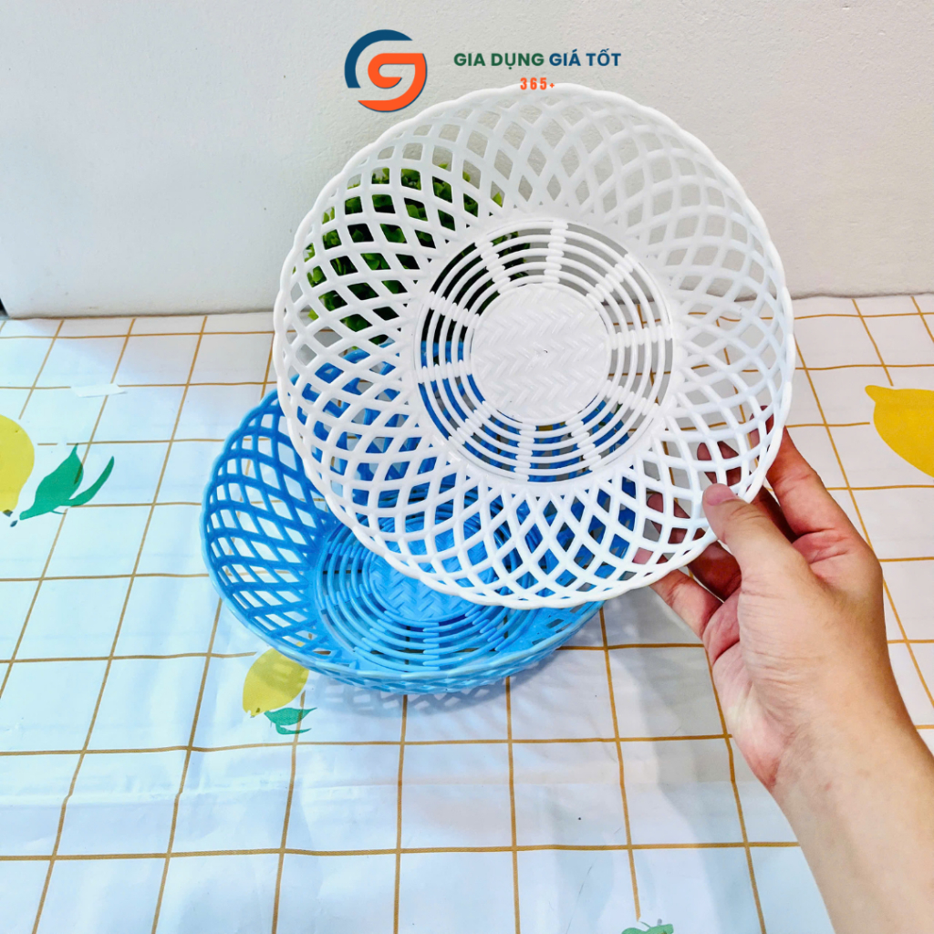 Rổ nhựa tròn hàn quốc Song Long thoáng lỗ đựng rau củ, trái cây, rổ rửa thực phẩm nhà bếp