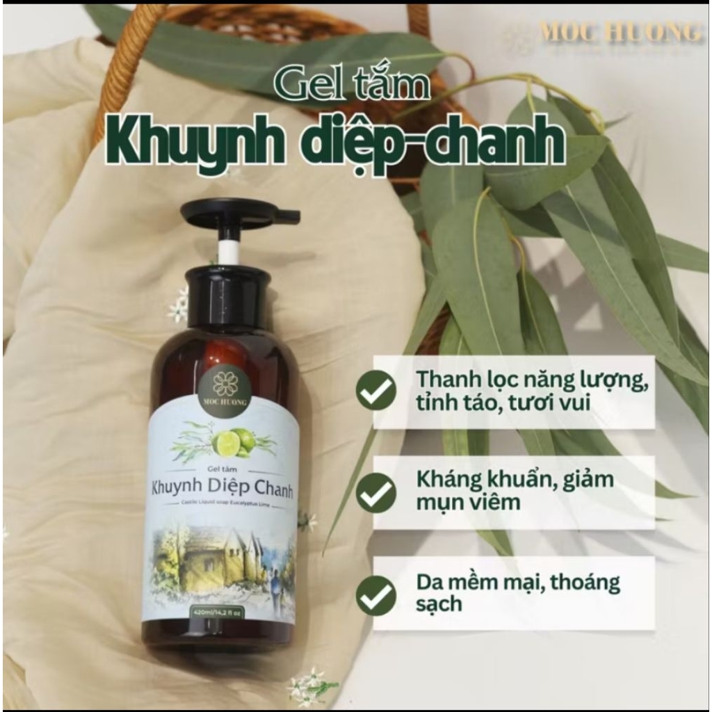 Gel tắm tinh dầu khuynh diệp chanh Mộc Hương - 470ml