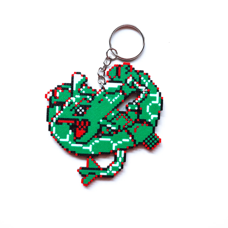 Combo Móc Khóa Pokemon Bộ 3 Thời Tiết Rayquaza, Groudon, Kyogre Phong Cách Pixel Art in 3D