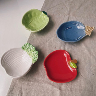 Bộ Đĩa Chấm Nhỏ Hoạ Tiết Rau Củ - Gốm Nhật 2hand