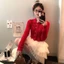 Áo Croptop len tay dài kiểu cổ bẻ MCA phối viền bèo xinh xắn A51237