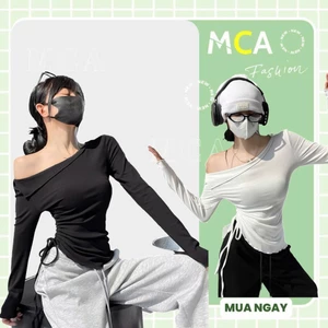 Áo thun tay dài lệch vai MCA kiểu dây rút eo cá tính A51271